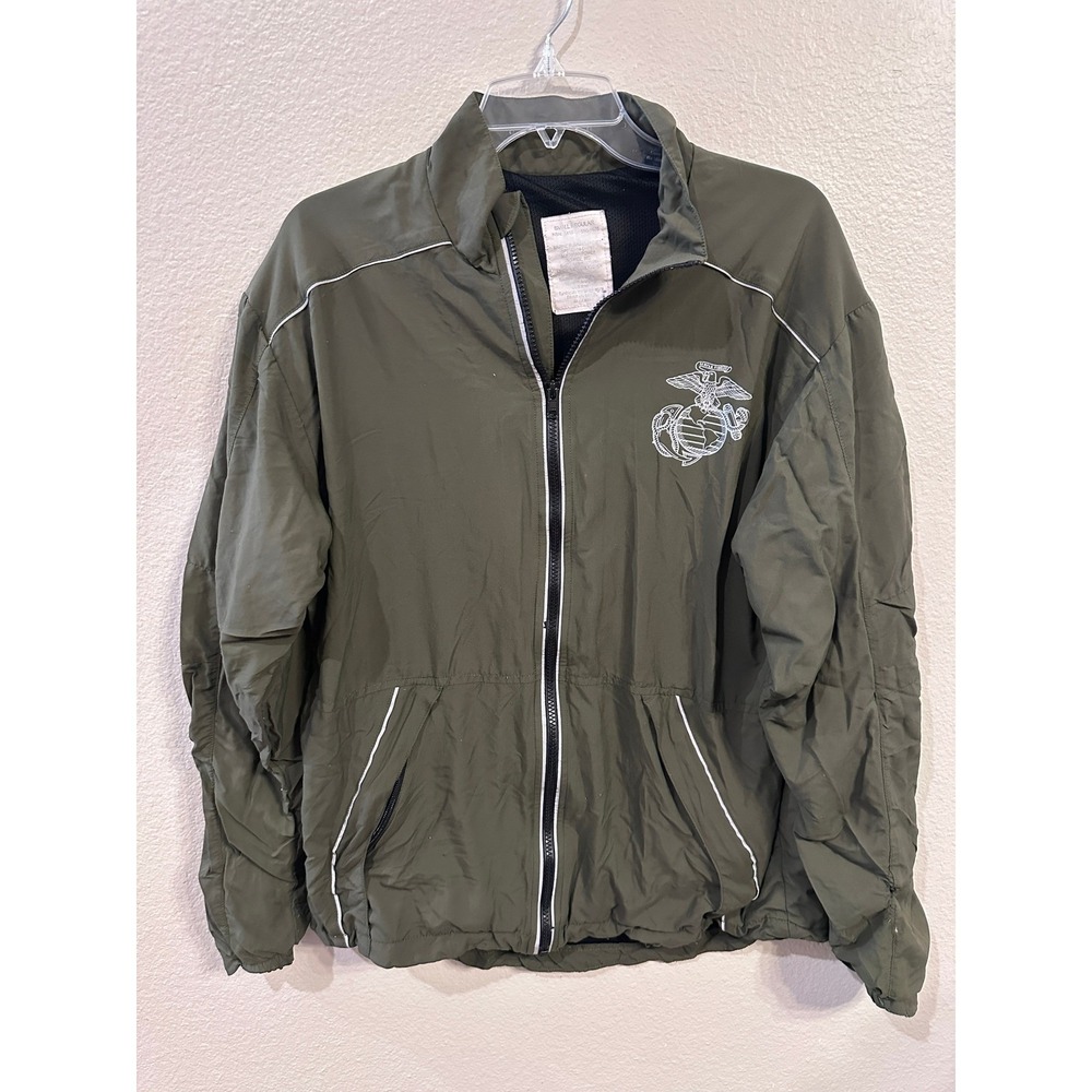 VINTAGE US Marine Corps Windbreaker Jacket Semper Fidelis Logo Olive Green Small